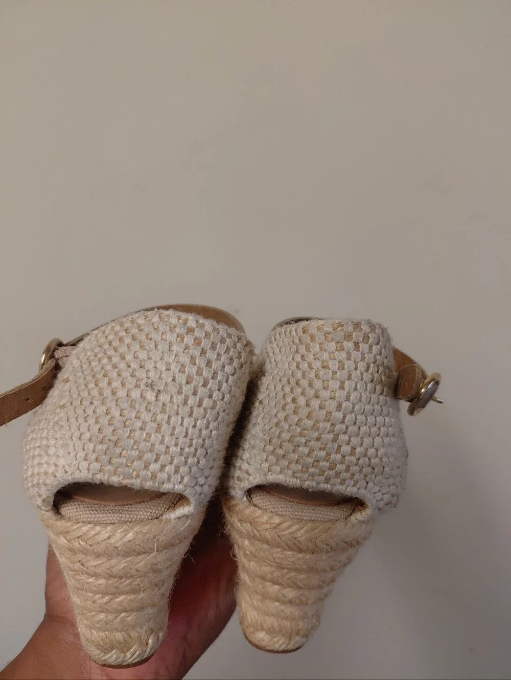 Kanna Womens Gold Slingback Espadrille Wedge Heels Sandals Size 5.5-6